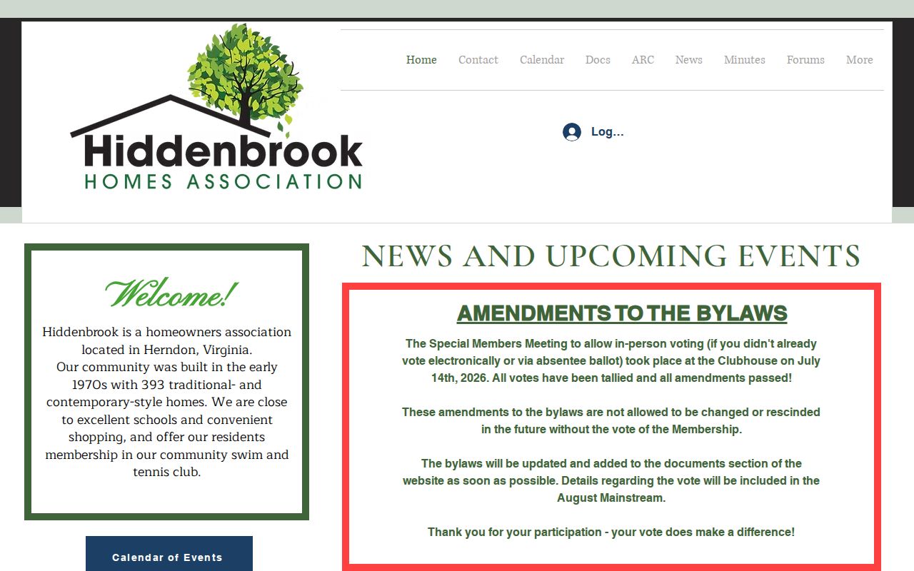 Herndon neighbors community contact through the Hiddenbrook Homes official site