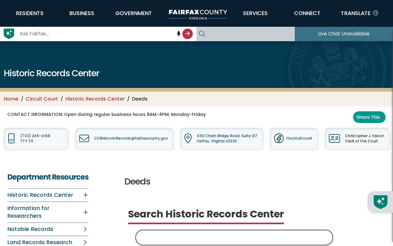 Herndon previous residents research with the Fairfax Historic Records Center deed finding aid