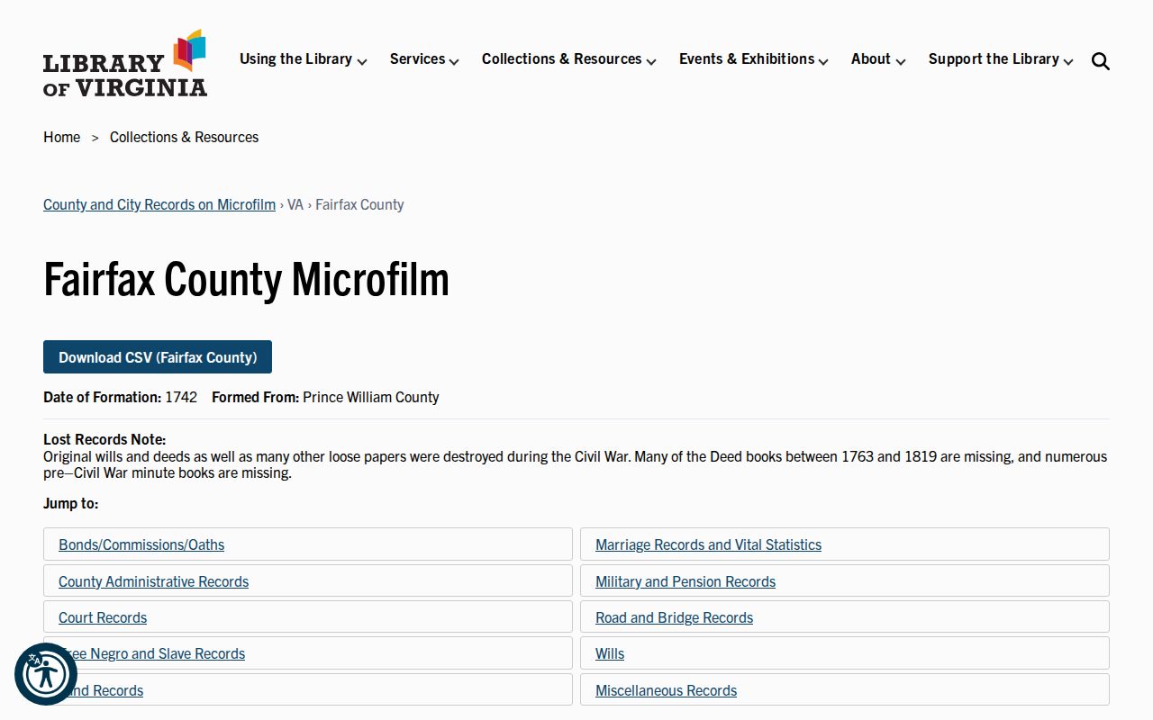 Herndon previous residents research through Library of Virginia Fairfax local records