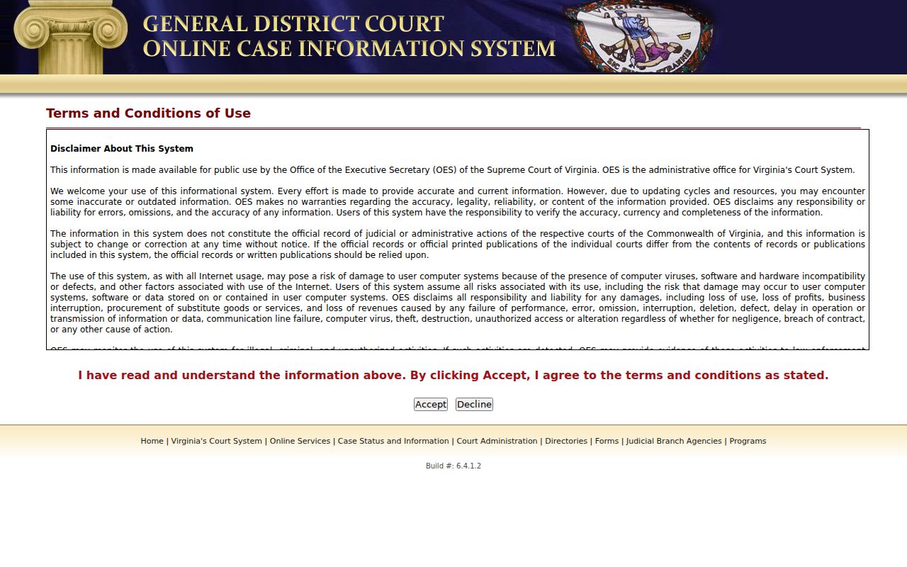 Herndon resident lookup using the Virginia General District Court current and archived case search