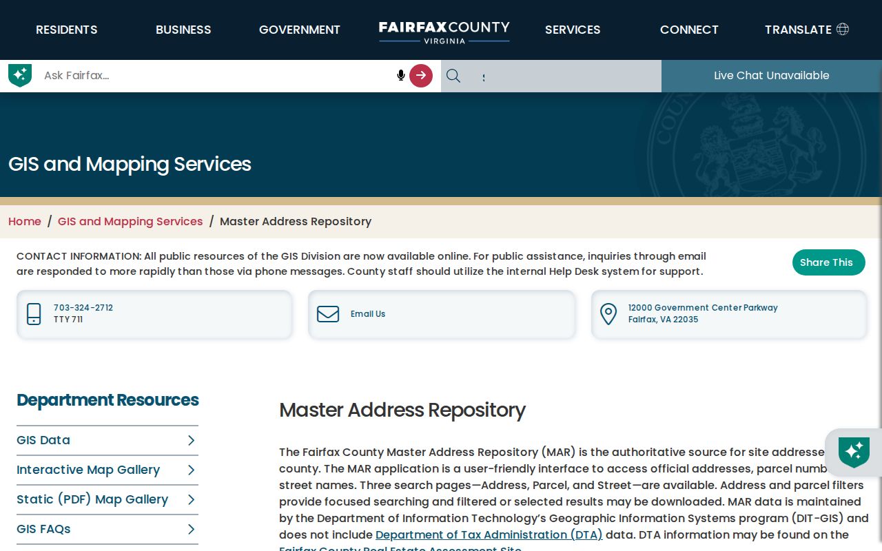 Herndon ZIP code directory Fairfax MAR address and parcel search